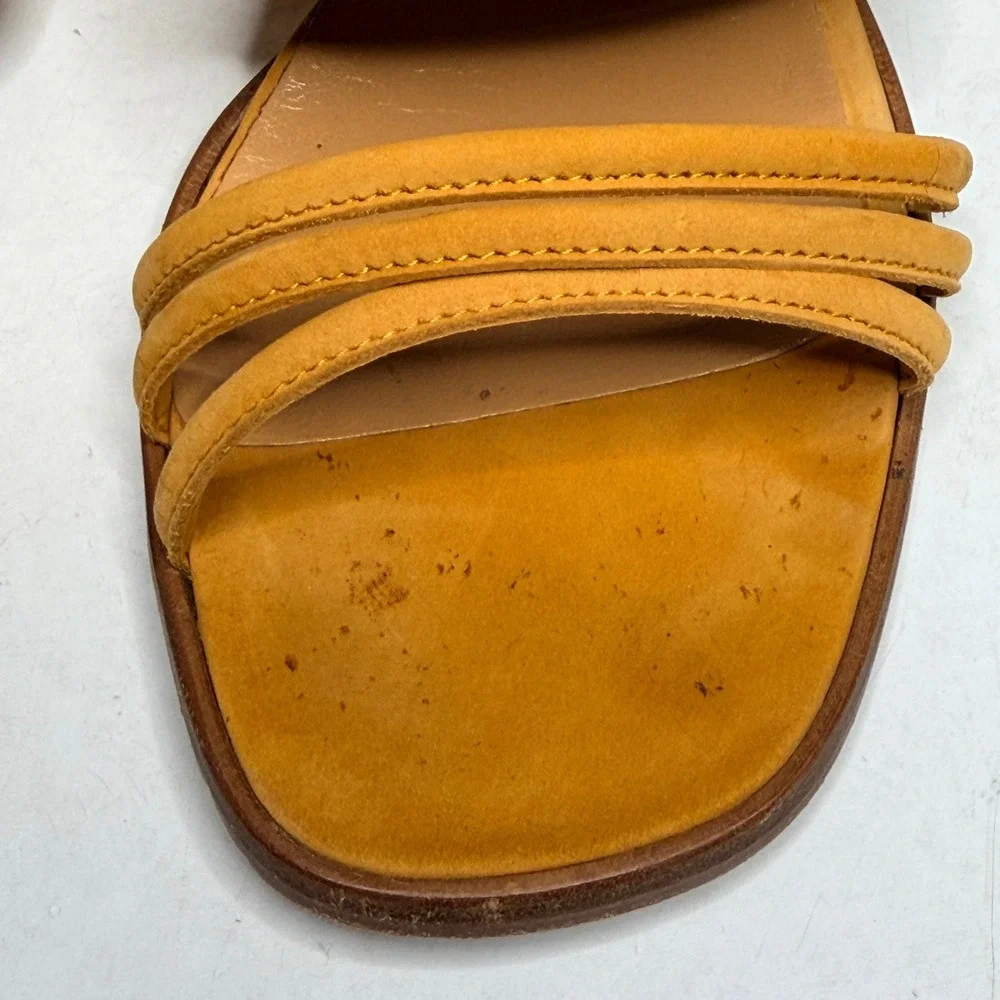 Coach Francesca Mules Women 7.5B Marigold Yellow Suede Block Heel Made in Italy